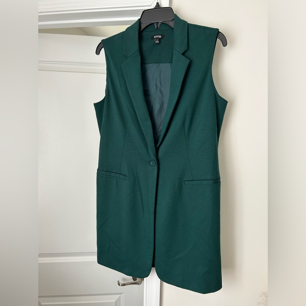 Apt. 9 Forest Green Sleeveless Blazer Vest